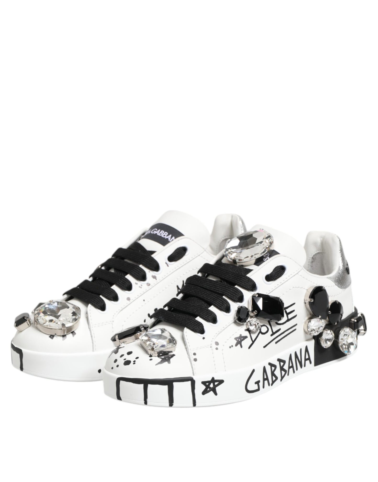 White Portofino Crystal Sneakers  Shoes
