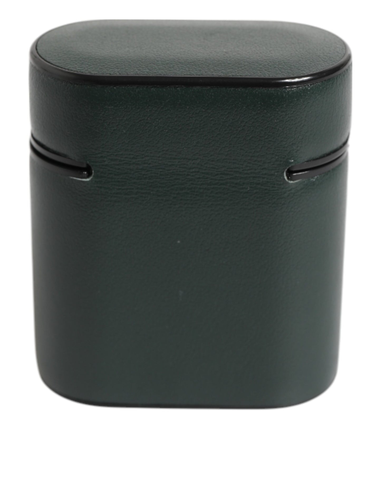 Army Green Calfskin Leather Logo Flip Holder Airpods Case