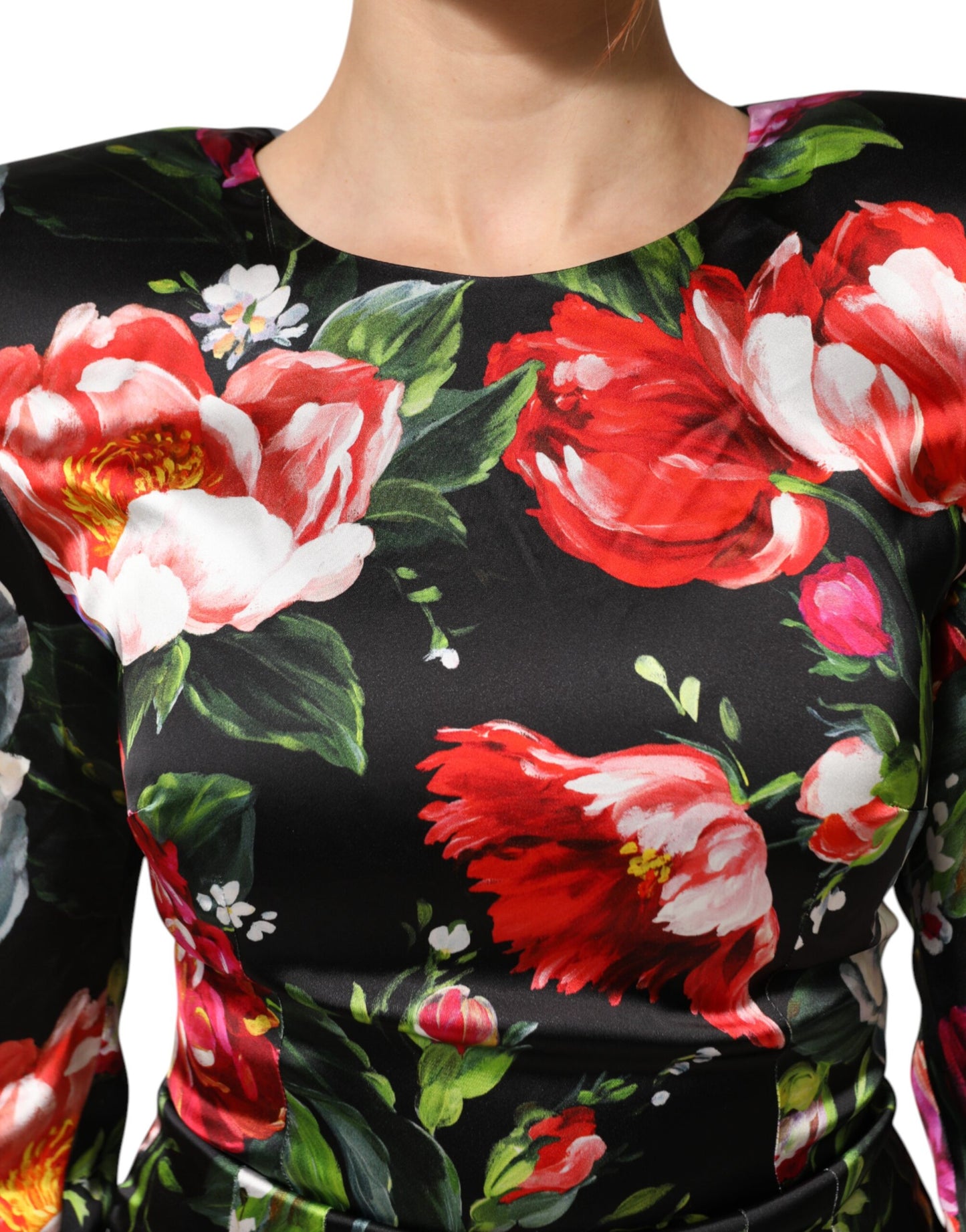 Black Floral Fiori Pittorici Bodycon Dress