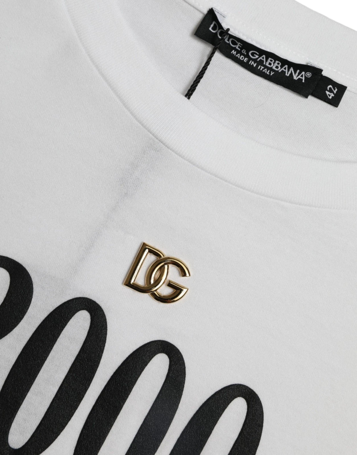 White Cotton 2000 Fashion Print Logo T-shirt