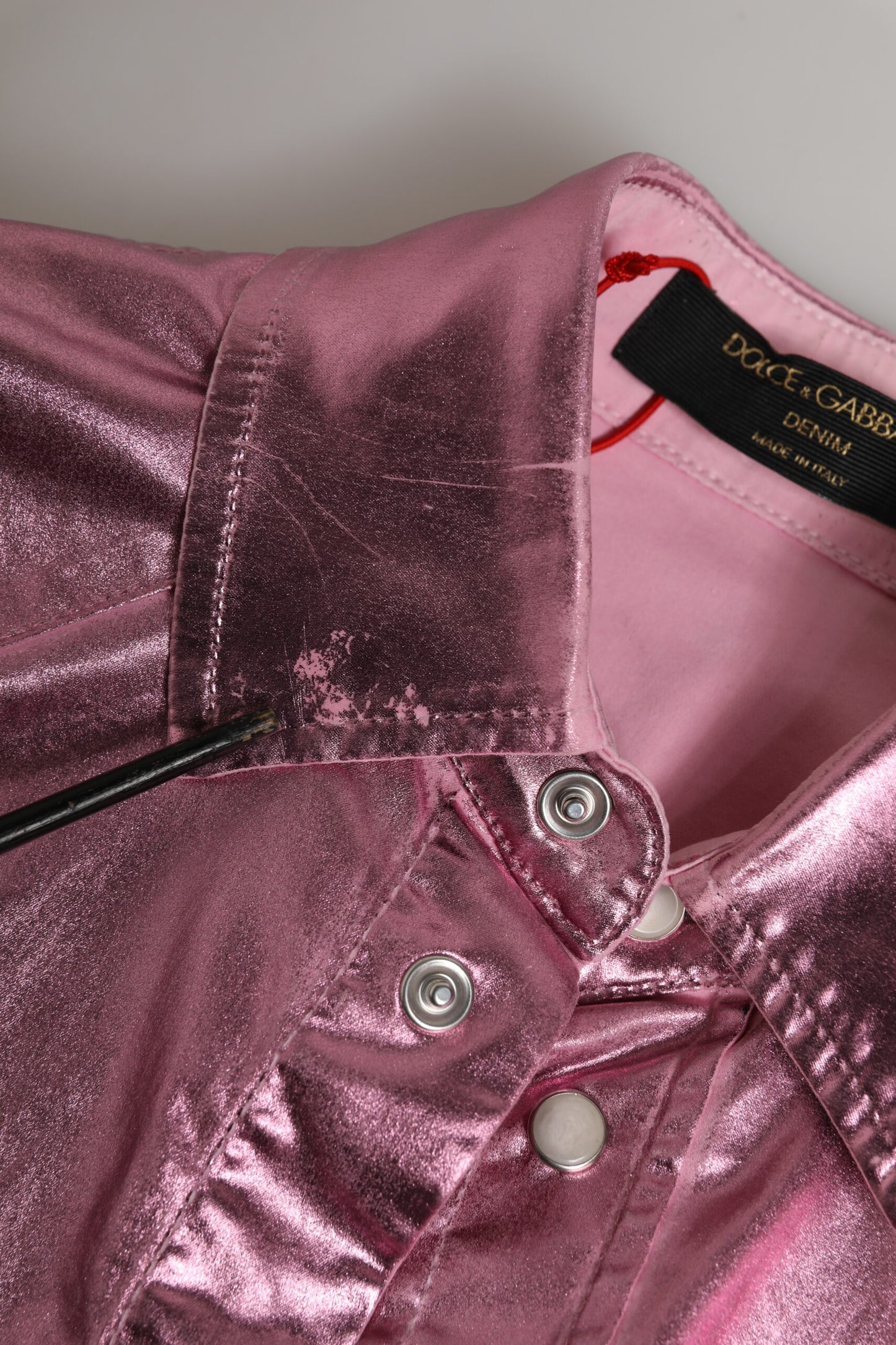 Pink Cotton Stretch Collared Cropped Jacket