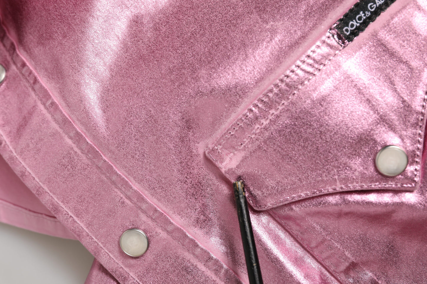 Pink Cotton Stretch Collared Cropped Jacket