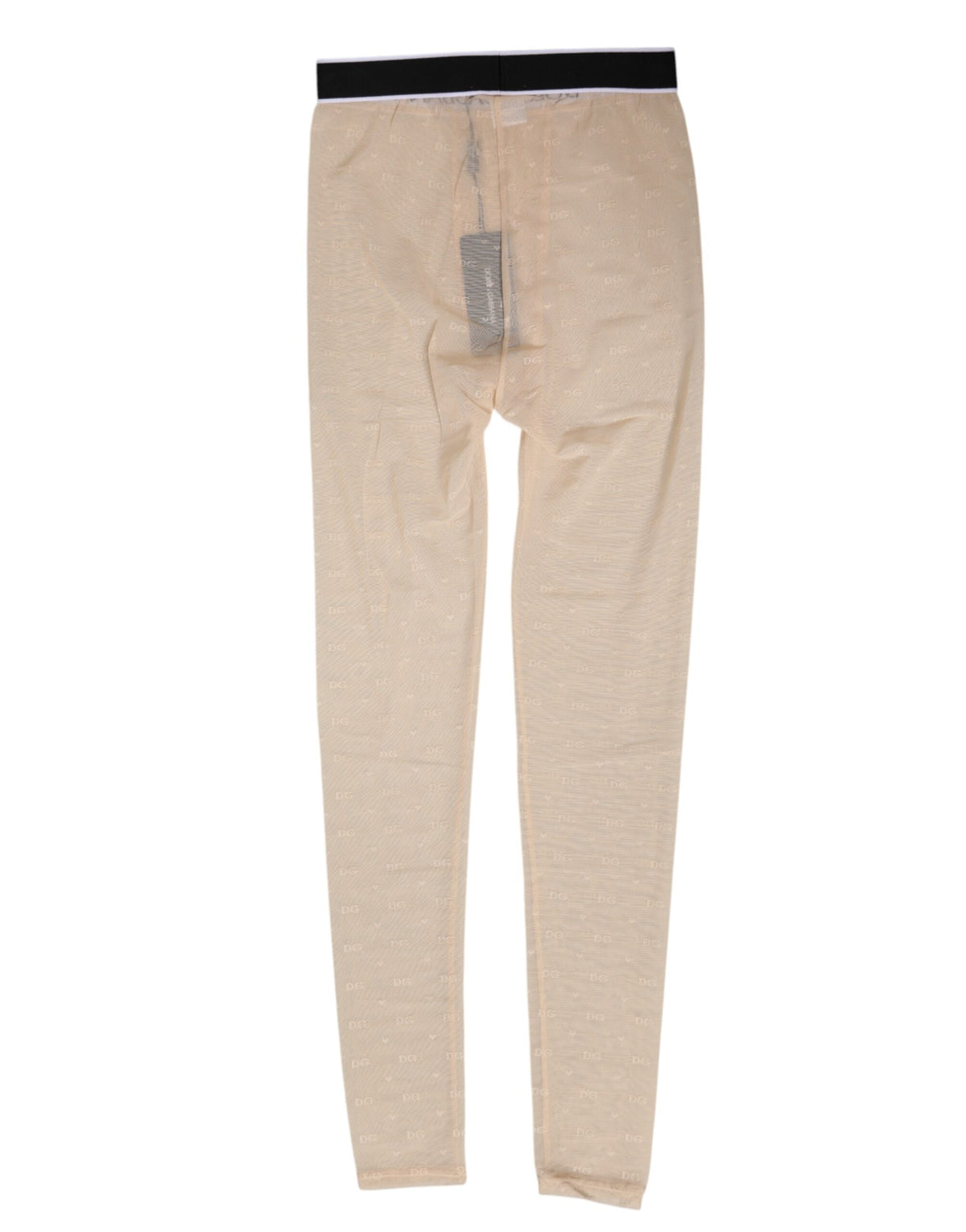 Beige Nylon Logo Lace Leggings Pants Underwear