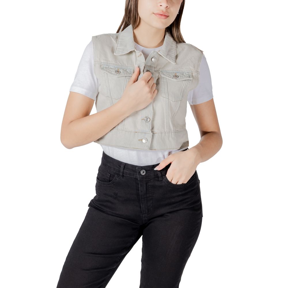 Light Blue Cotton Sleeveless Jacket