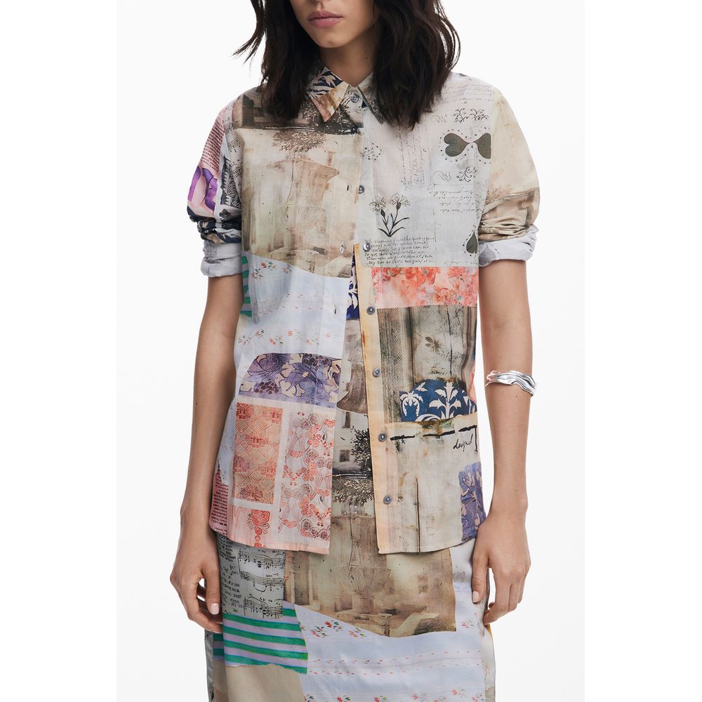 Beige Cotton Women Shirt