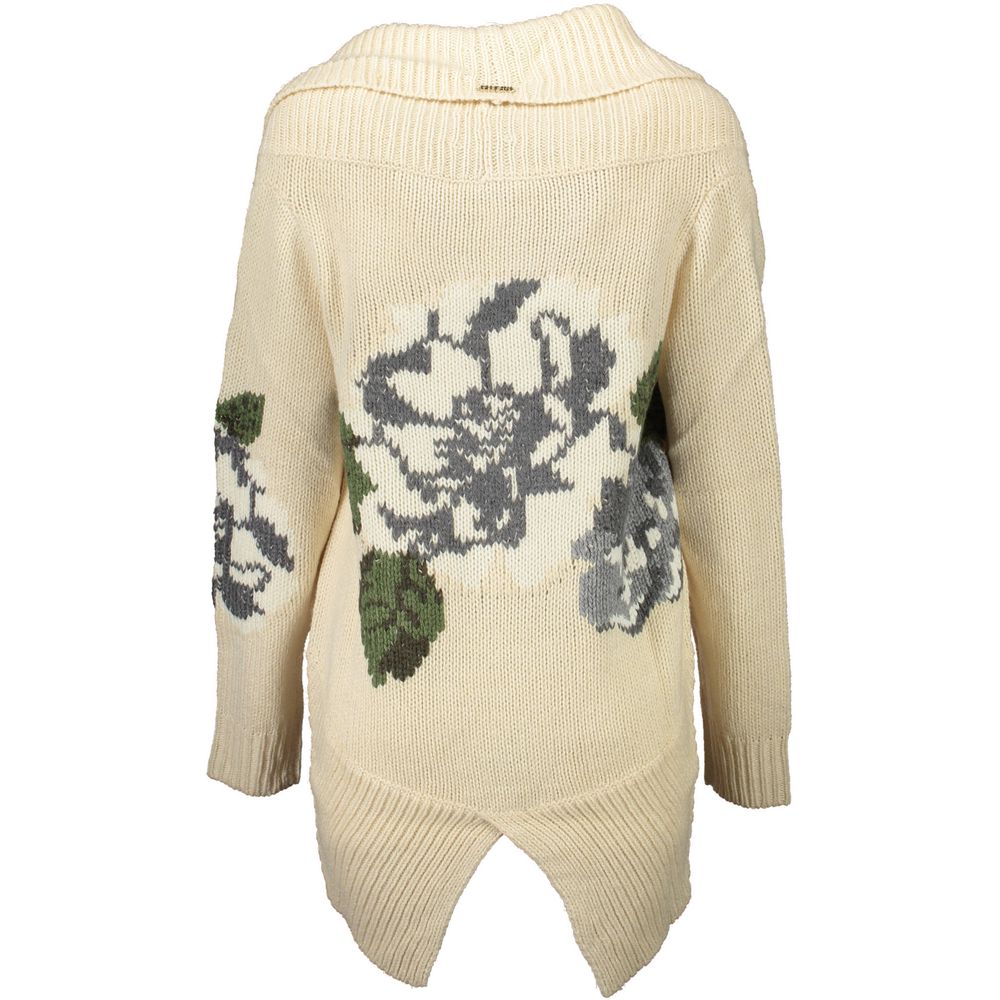 Beige Acrylic Women Cardigan