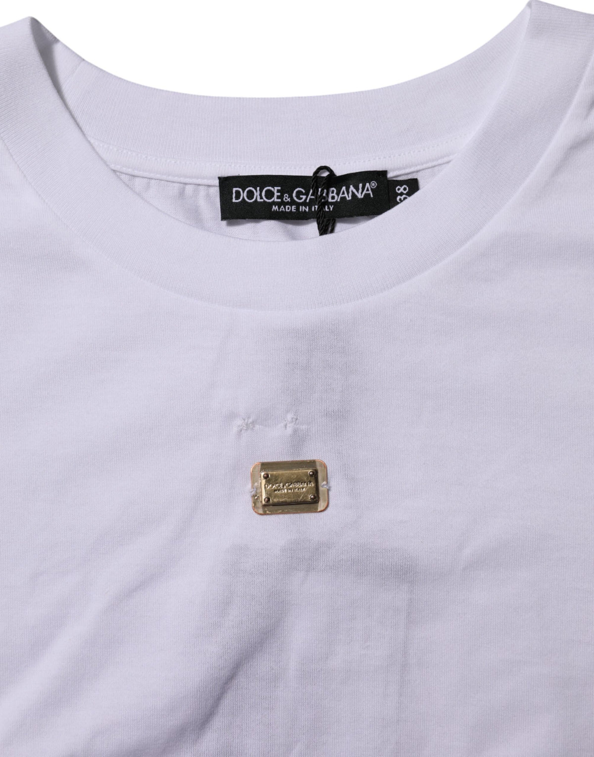 T-Shirt White Cotton Round Neck Short Sleeves I
