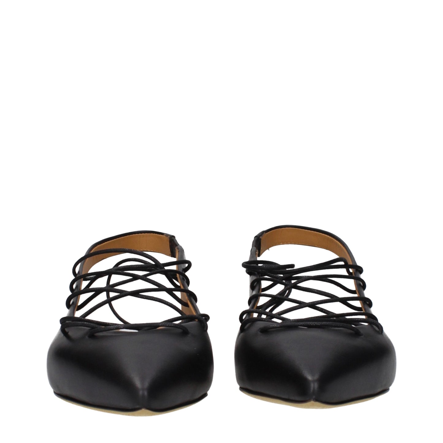 Black Leather Flats