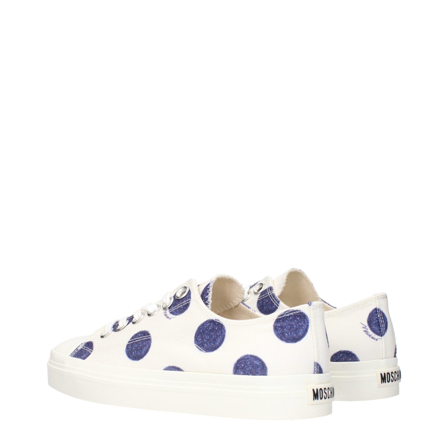 White Fabric Low Top Sneakers
