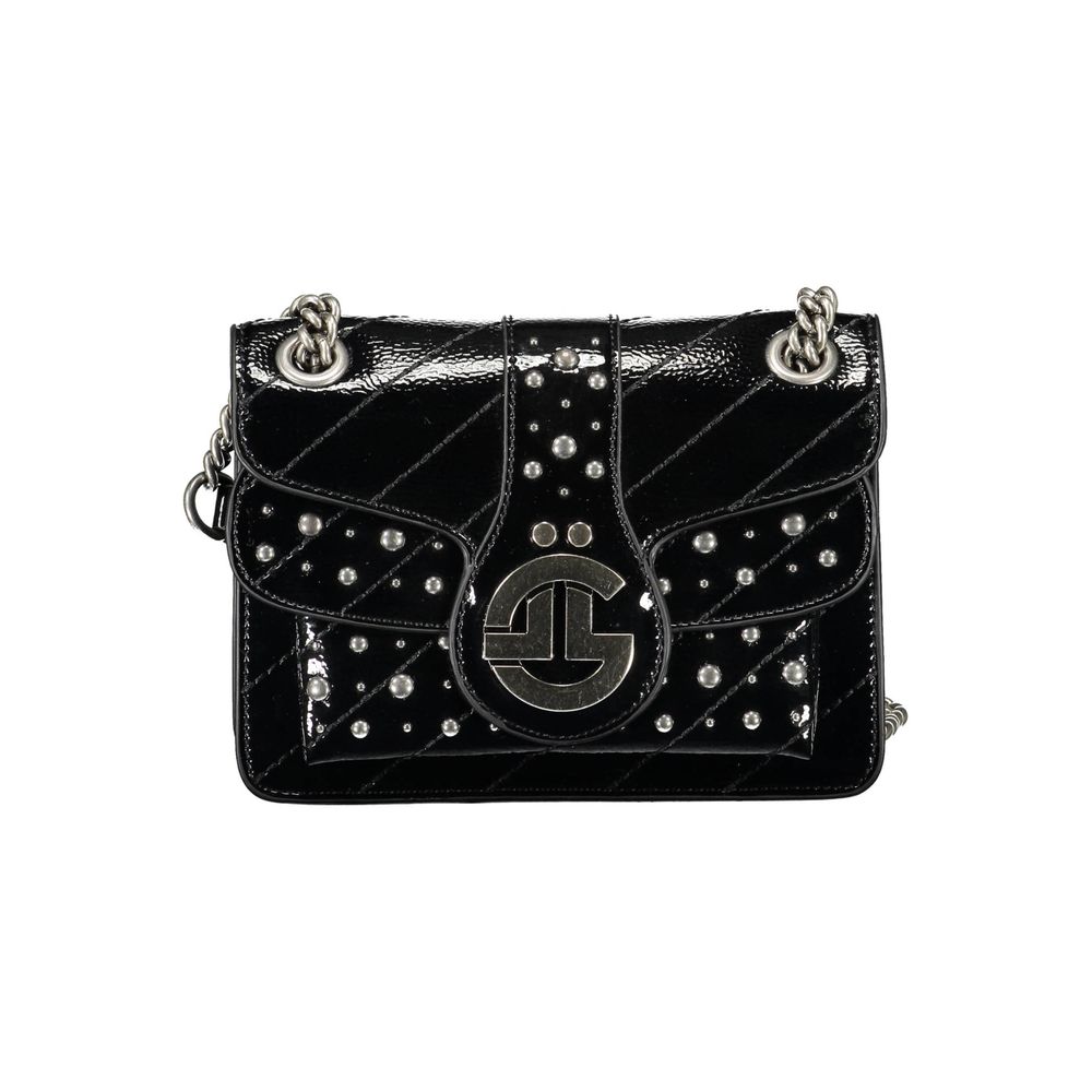 Black Polyurethane Women Shoulder Bag