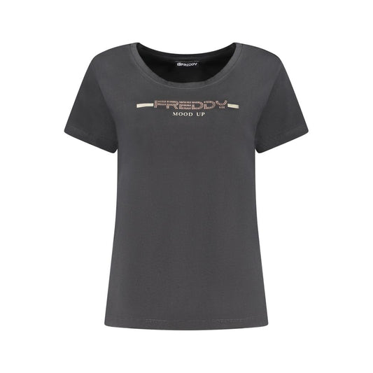 Black Cotton Women T-Shirt