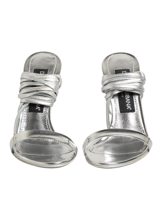 Silver Strappy High Heels Sandals Shoes