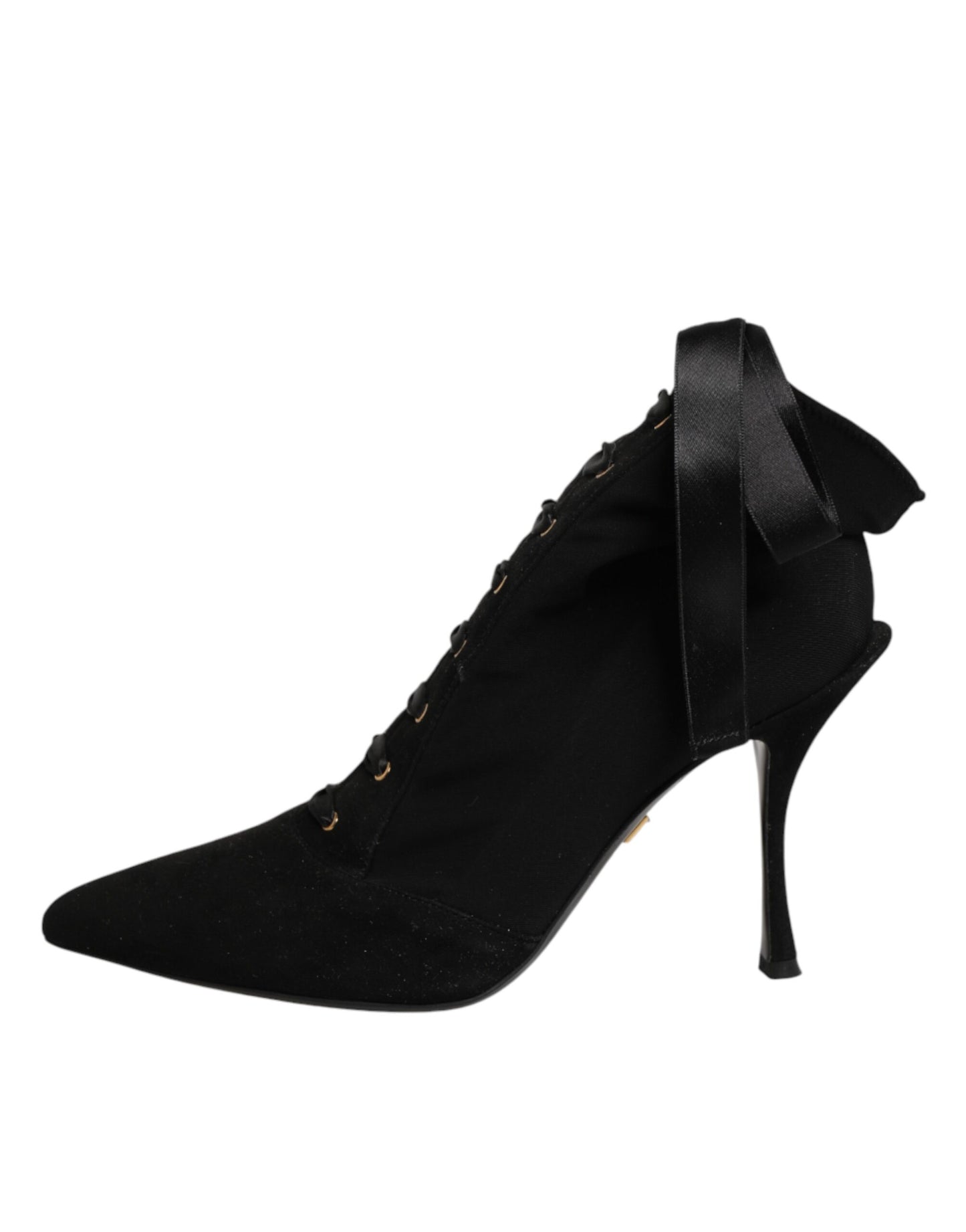 Black Stiletto Heels Lace Up Boots Shoes
