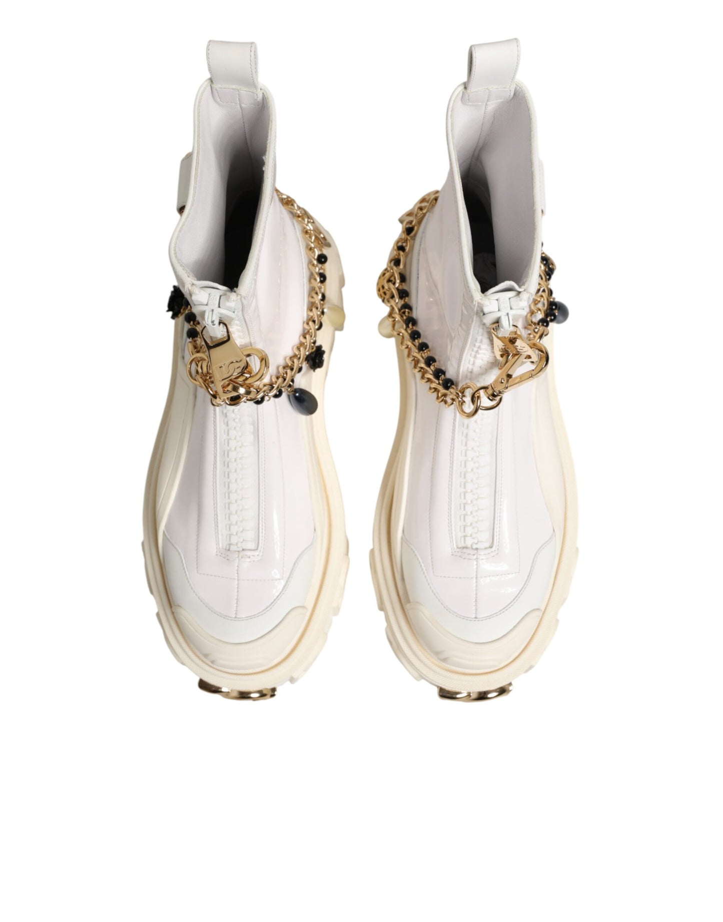 White Leather Rubber Logo Ankle Boots Shoes