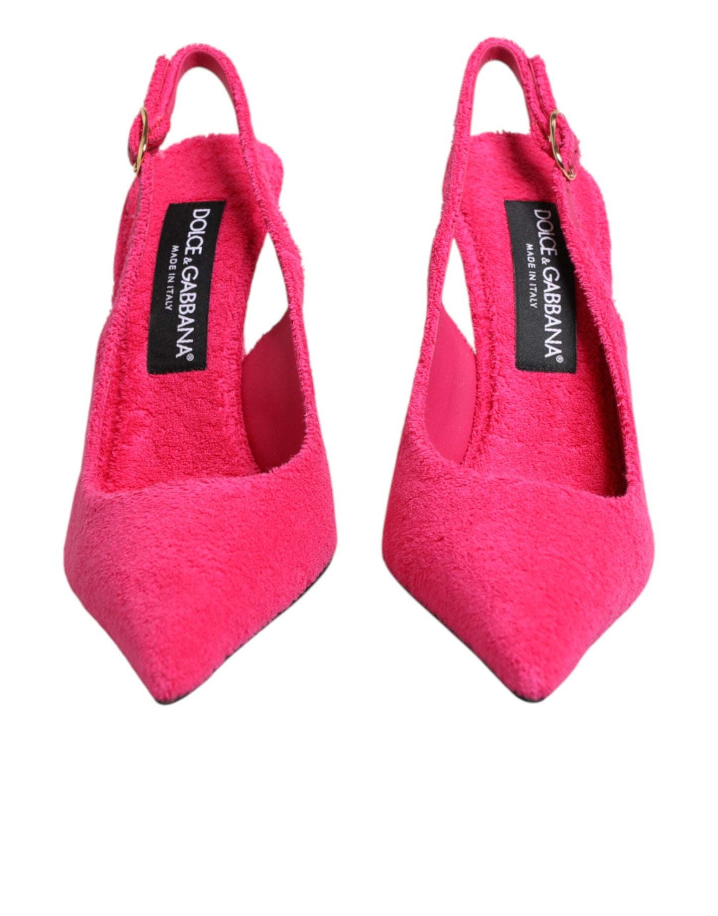 Pink Terry Cloth High Heels Slingback Shoes