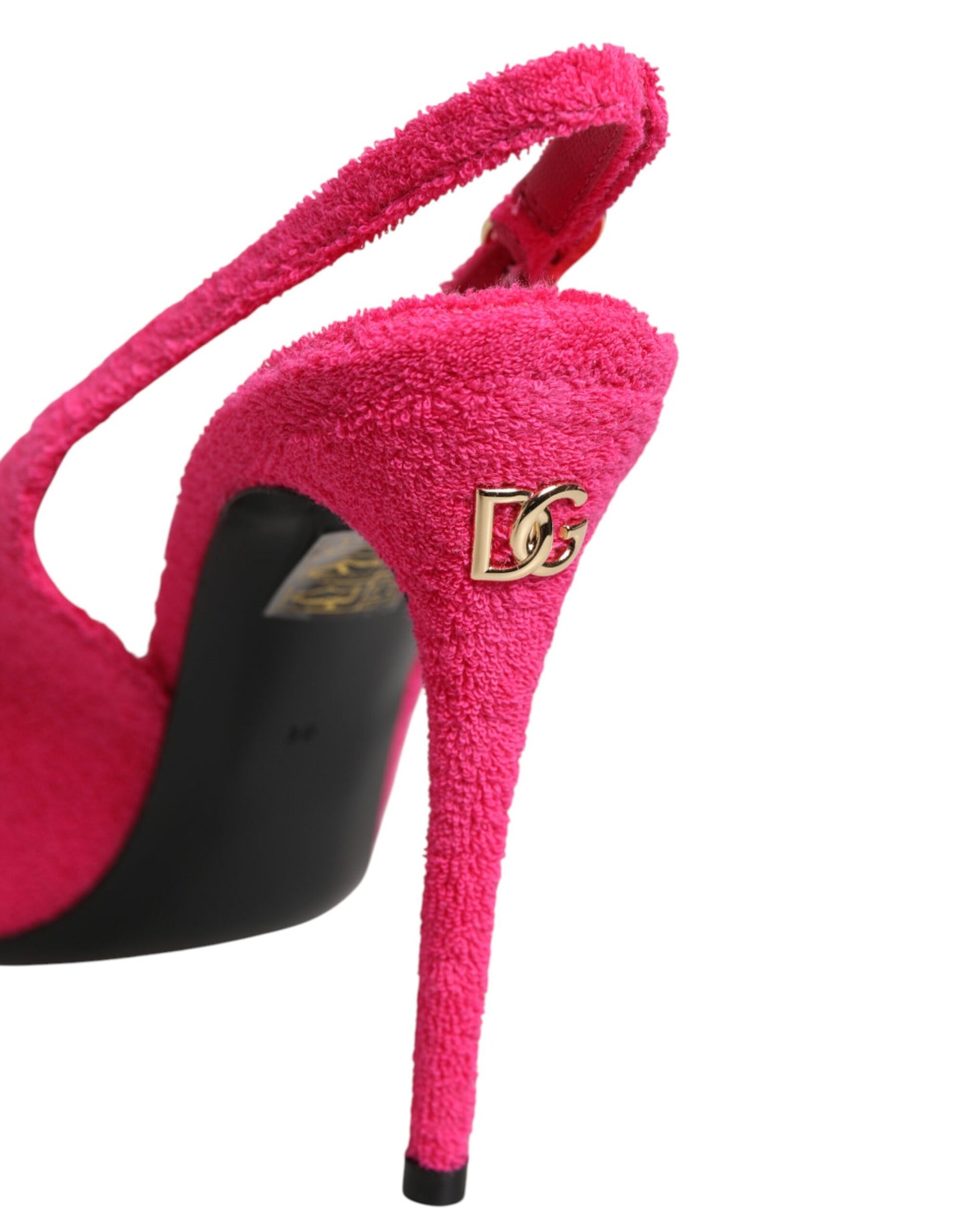 Pink Terry Cloth High Heels Slingback Shoes