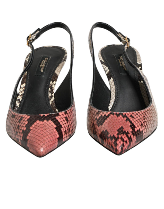 Multicolor Leather Heels Slingback Shoes
