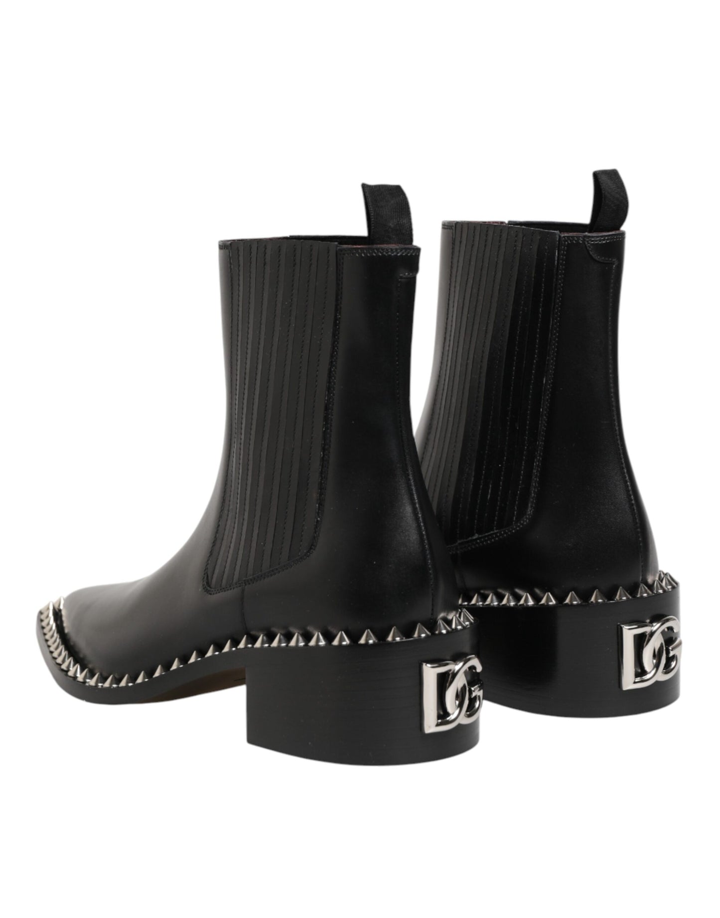 Black Studded Chelsea Short Ankle Boots Shoes