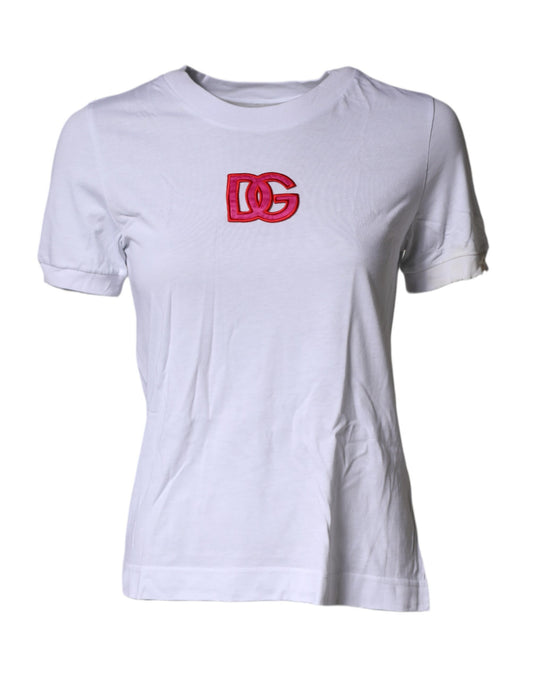 White DG Logo Crew Neck Short Sleeves T-shirt