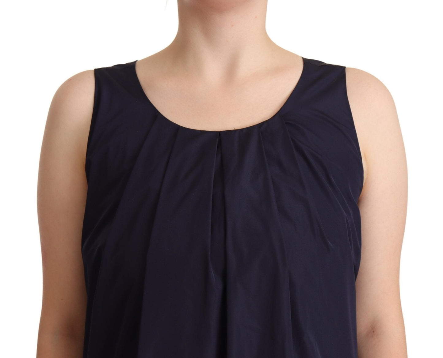 Navy Blue Sleeveless Round Neck Mermaid Long Dress
