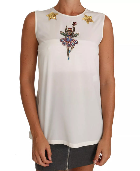White Embellished Crystal Sequin Fairy  Top