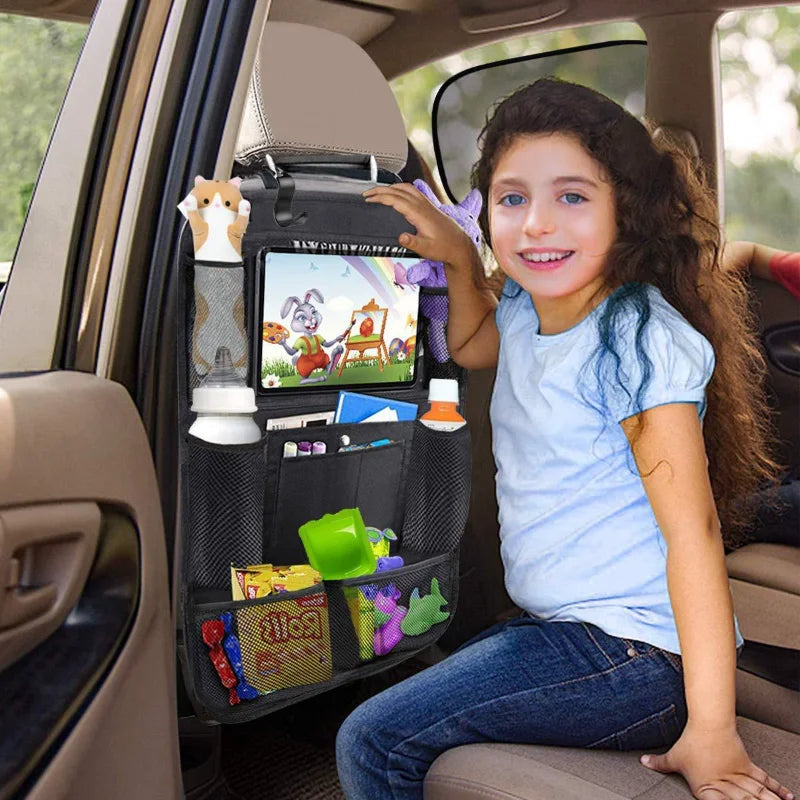Car Backseat Organizer with Touch Screen Tablet Holder Auto Storage