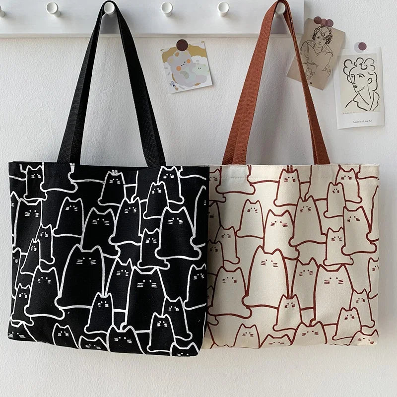 Katte-shopper i canvas