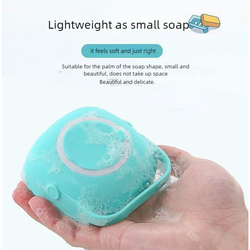 Silikone-badebørste med shampoobeholder