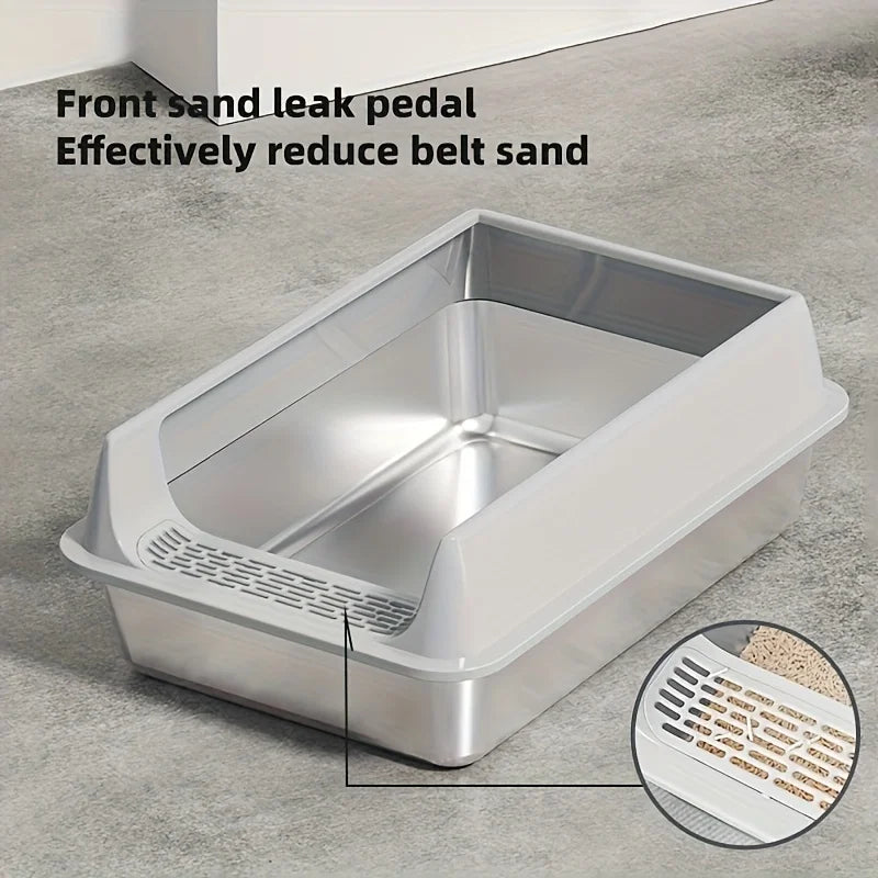 Stainless Steel Litter Box, Semi-enclosed Splash-proof And Leak-proof