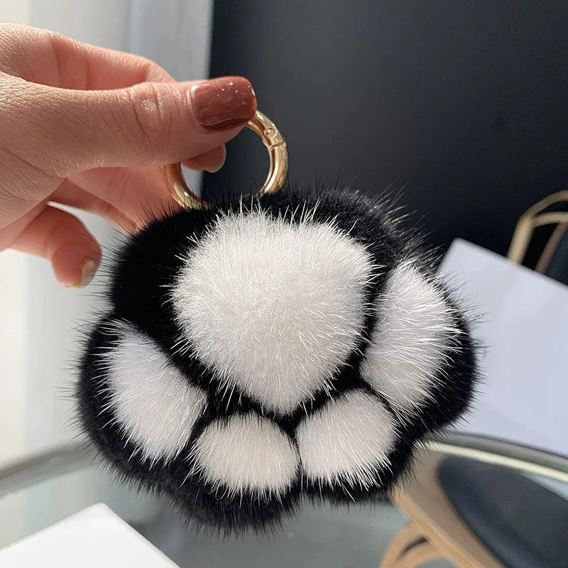 Fluffy kattepoter nøglering