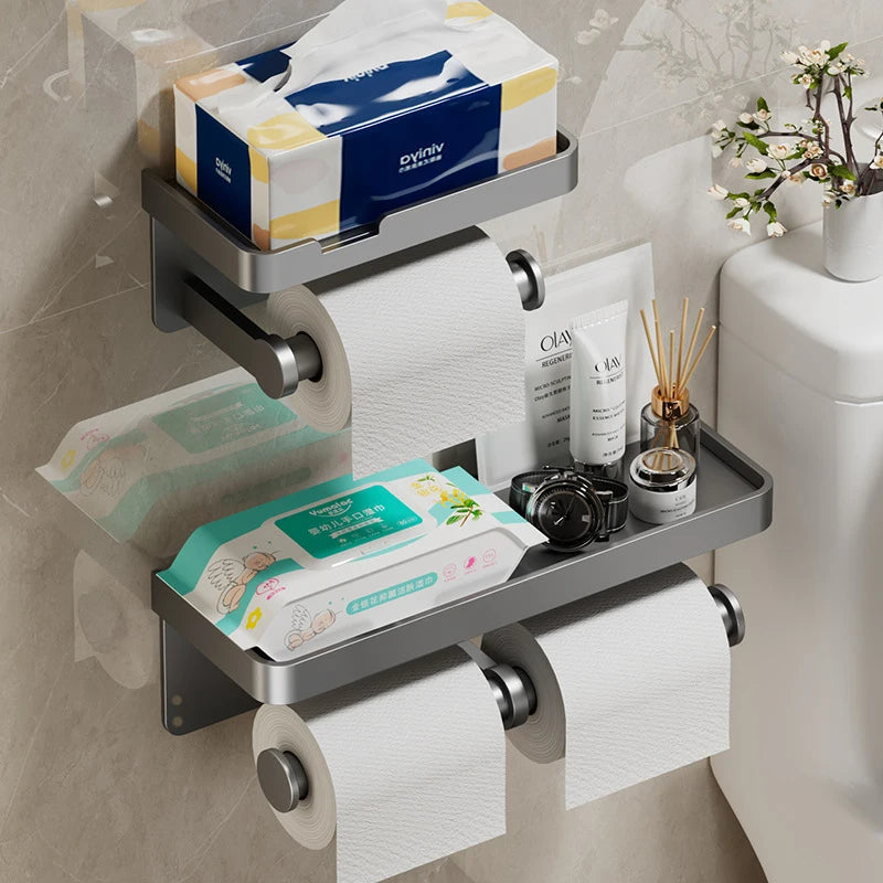 Toilet Paper Holder Wall-Mounted Aluminum Alloy Toilet Paper Holder