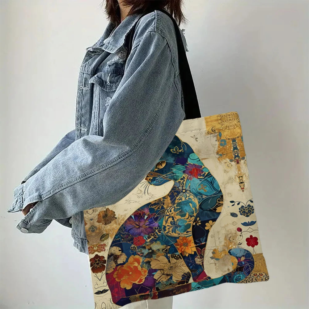 Retro blomster-tote med katte