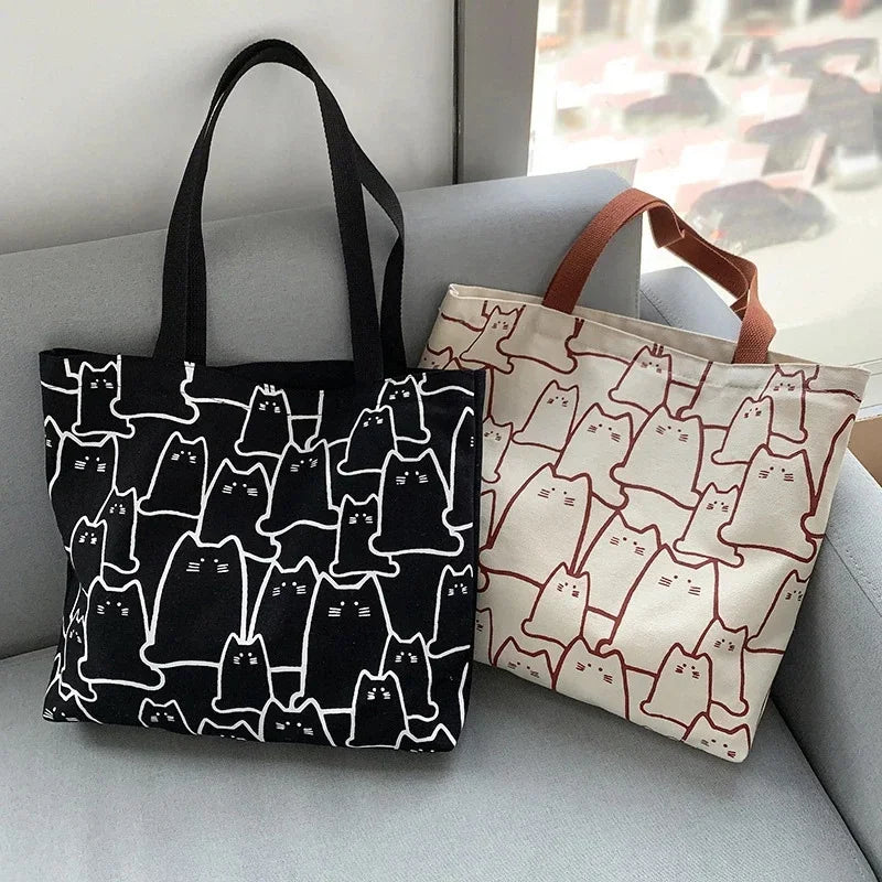 Katte-shopper i canvas