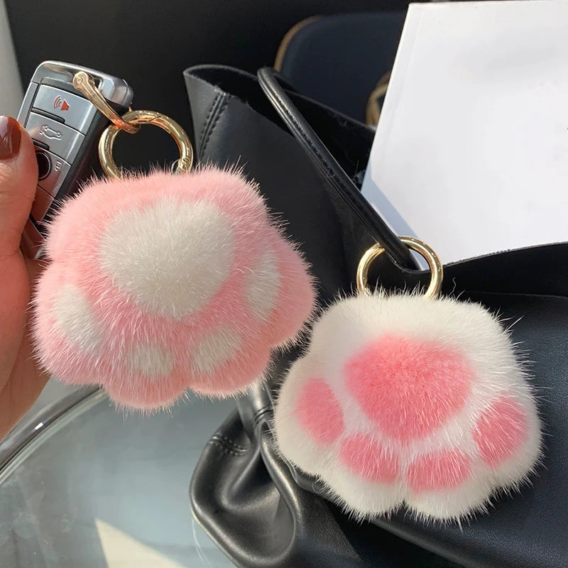 Fluffy kattepoter nøglering