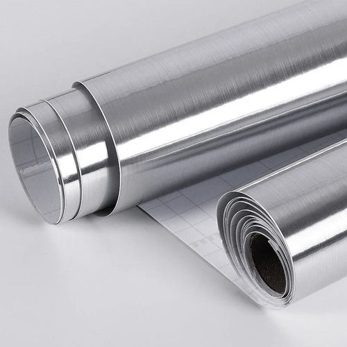 40cm fireproof and waterproof brushed silver wallpaper, modern