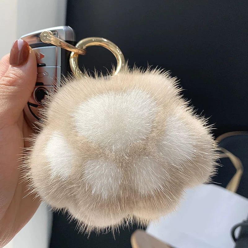 Fluffy kattepoter nøglering