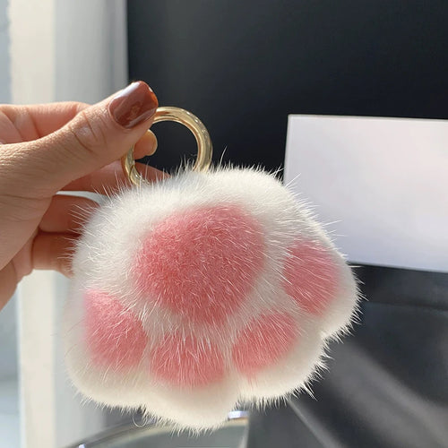 Fluffy kattepoter nøglering