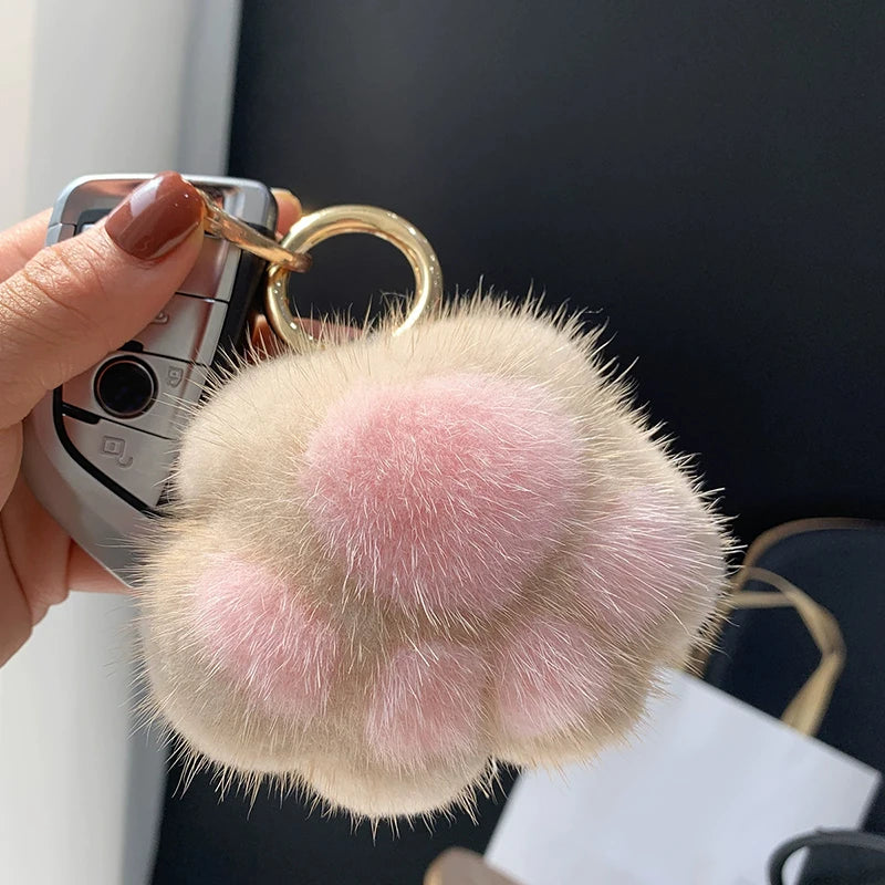 Fluffy kattepoter nøglering