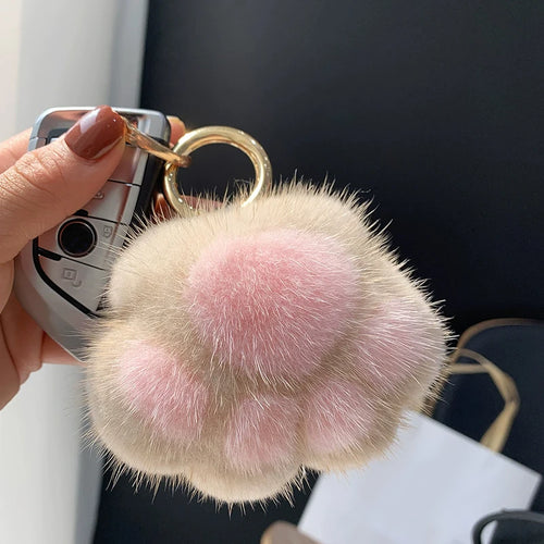 Fluffy kattepoter nøglering