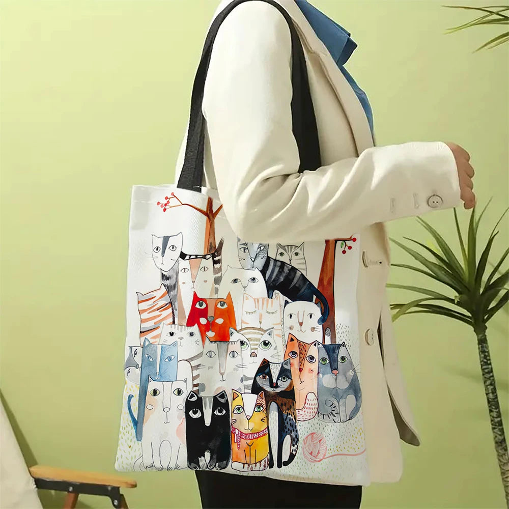 Tote bag med katte-print