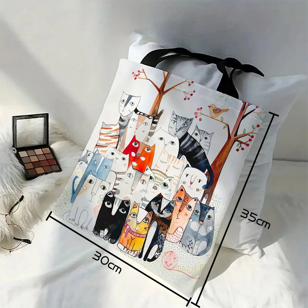 Tote bag med katte-print