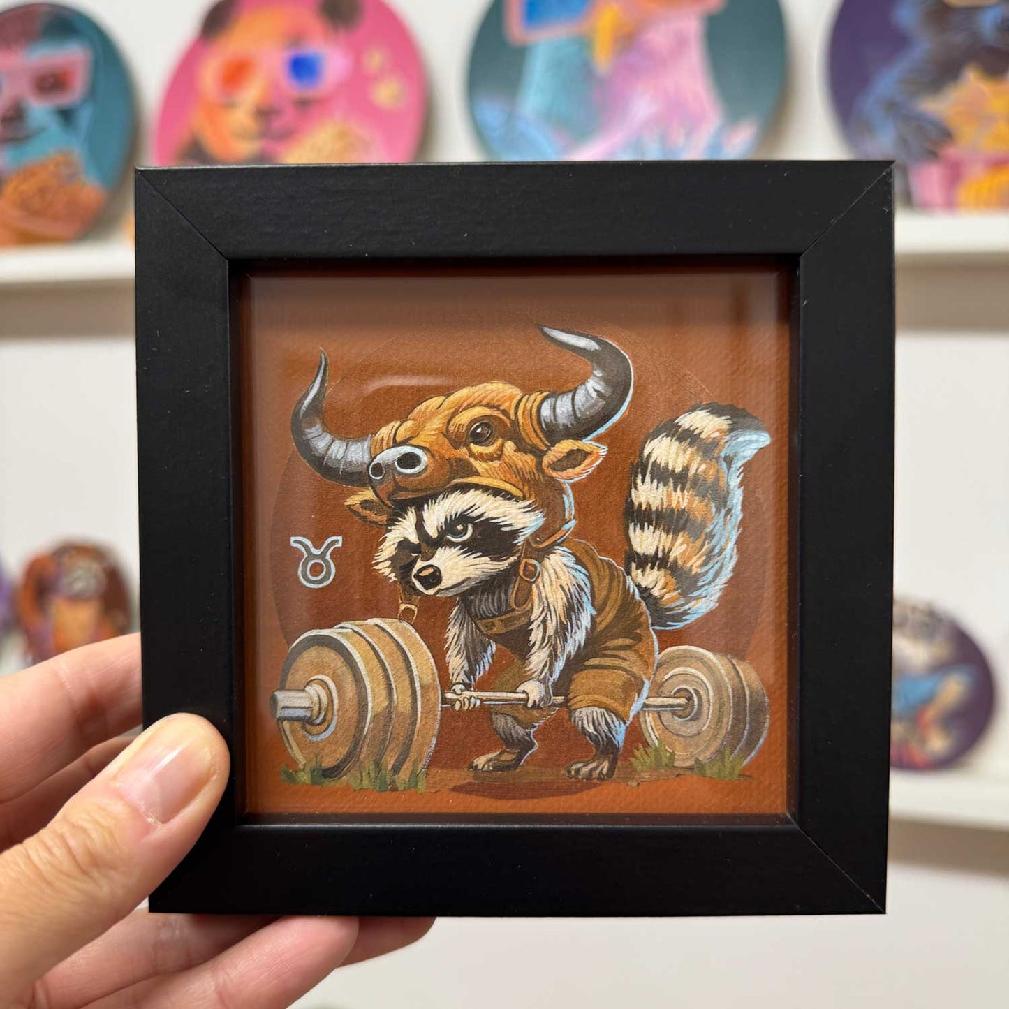 Pocket Art, Print im Rahmen, 10 x 10 cm, Sternzeichen Stier