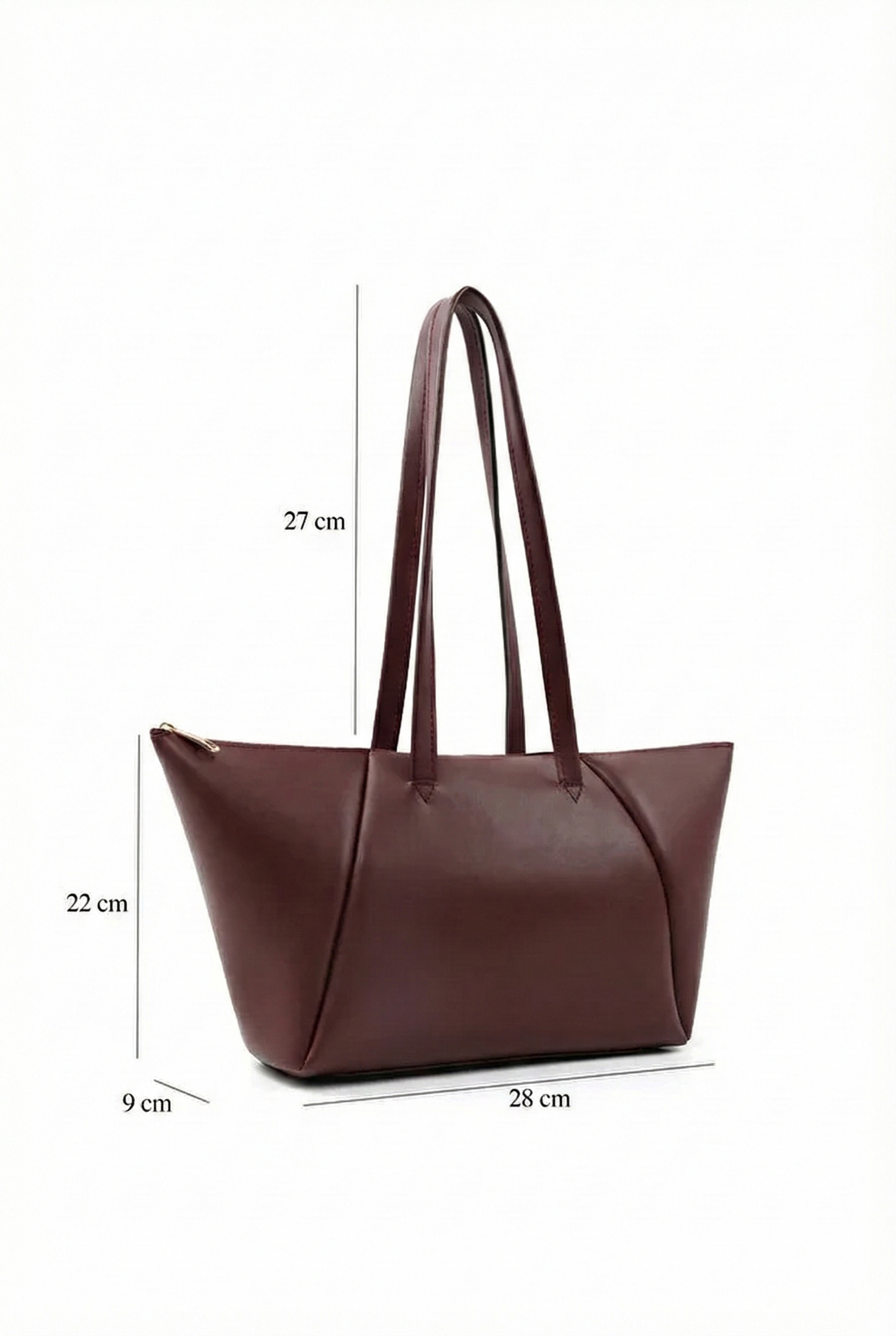 Brown Faux Leather Compartment Zipper Hand Shoulder Crossbody Bag